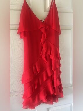 Alice + Olivia Red Ruffle Tiered Dress